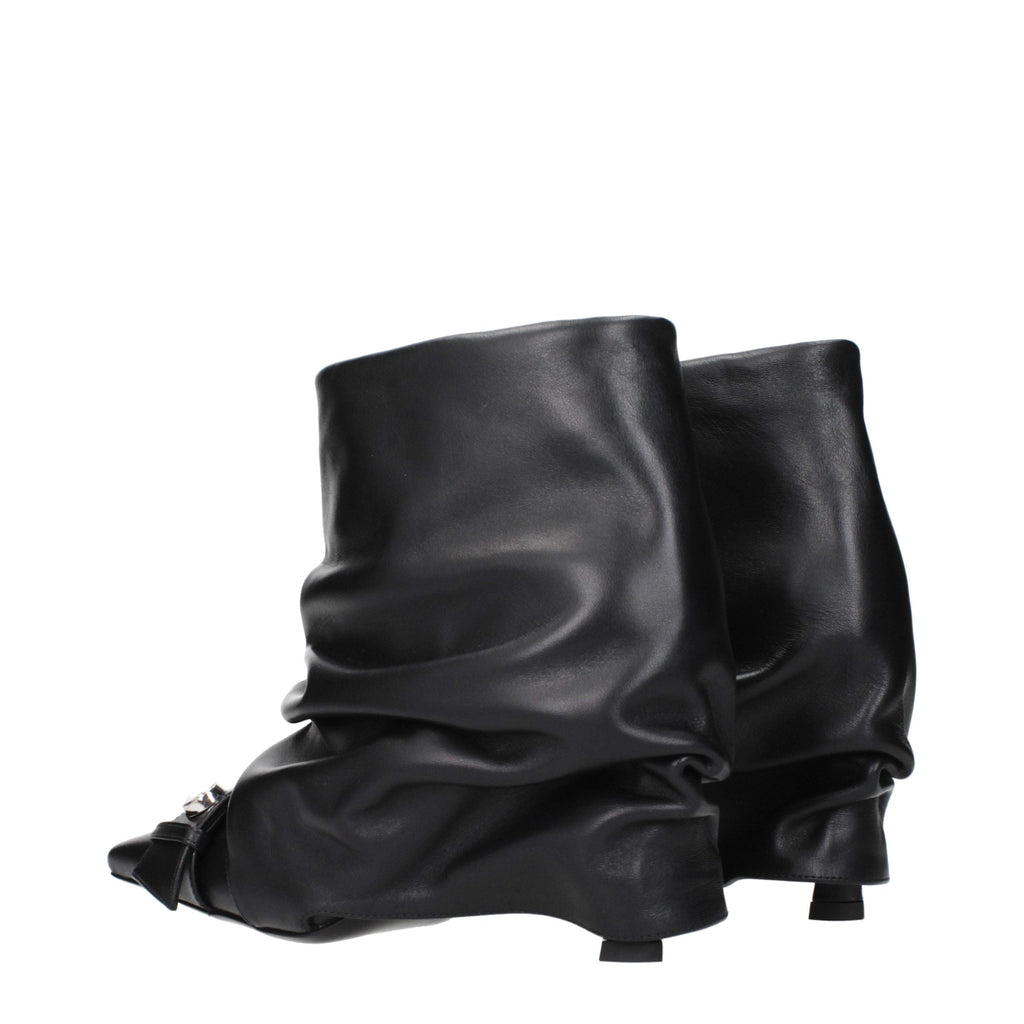 The Attico Black Leather Ankle Boots