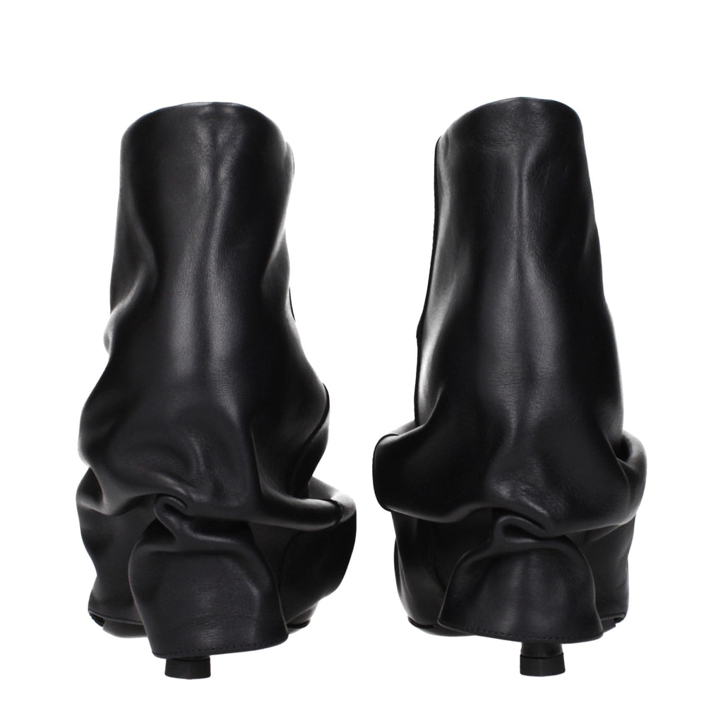 The Attico Black Leather Ankle Boots