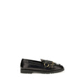 PINKO Black Calf Leather Bos Taurus Slip-On Loafers