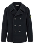 Stone Island Blue Cotton Coat