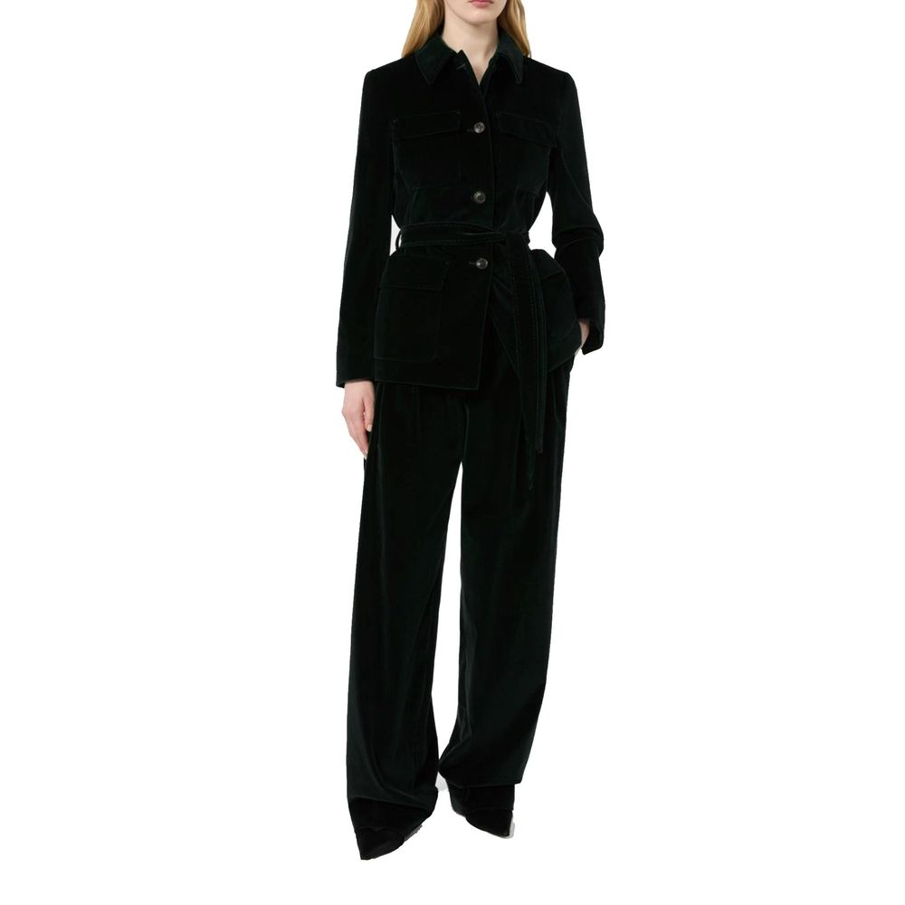 Max Mara Black Cotton Full-Length Jacket