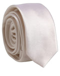 Dolce & Gabbana Men Off White Silk Satin Adjustable Tied Necktie Tie