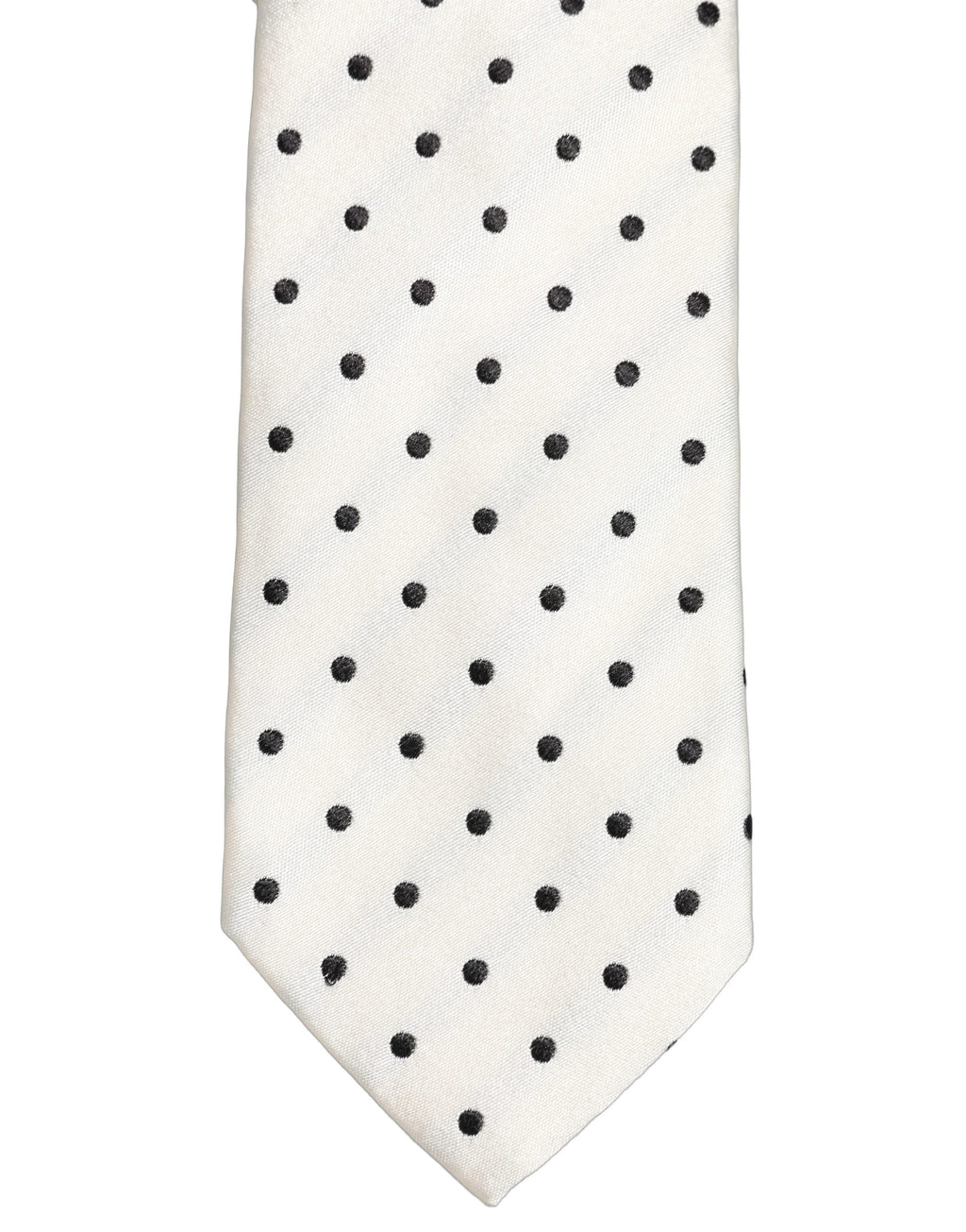 Dolce & Gabbana Men White Silk Polka Dot Adjustable Tied Necktie Tie