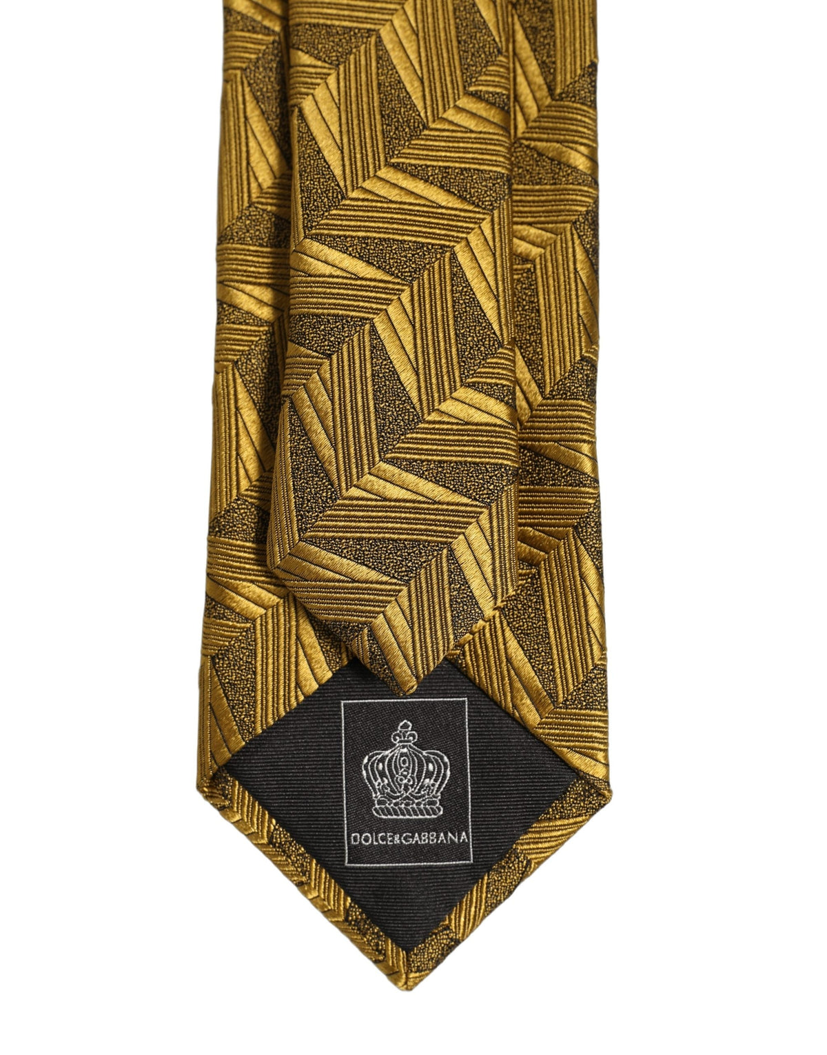Dolce & Gabbana Men Gold Silk Woven Patterned Adjustable Tied Necktie Tie