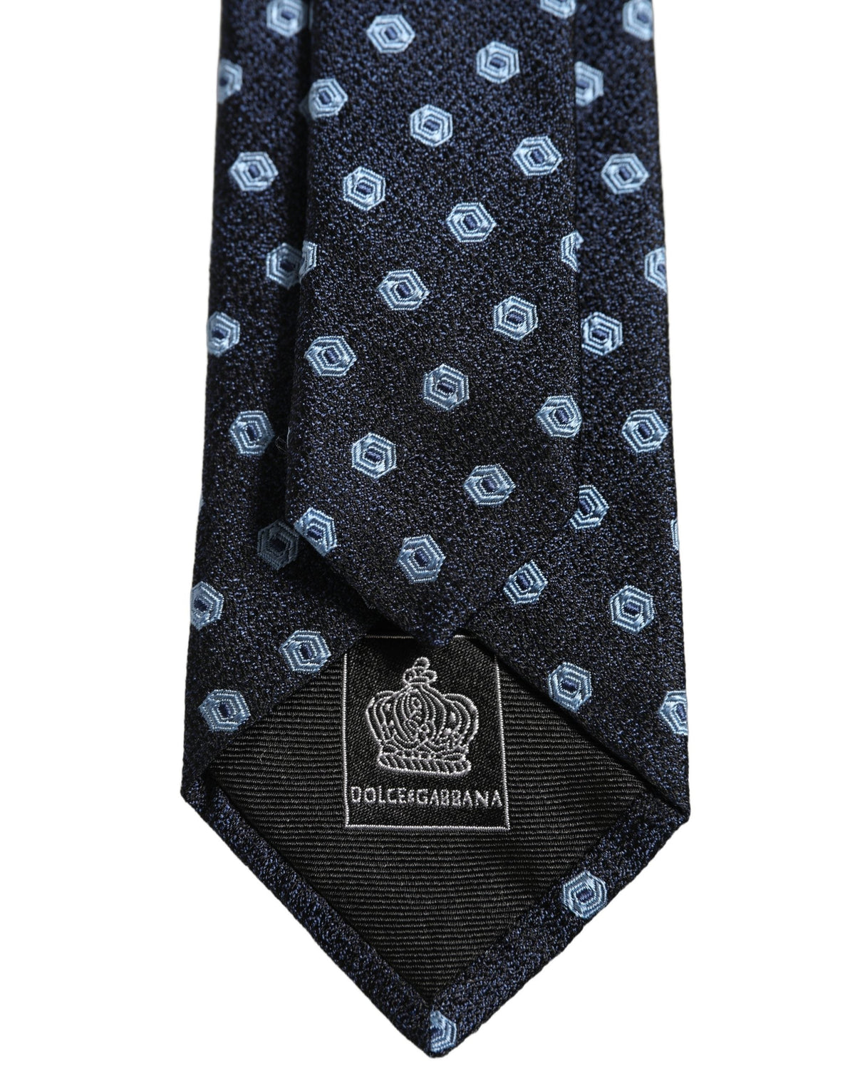 Dolce & Gabbana Men Blue Silk Geometric Adjustable Tied Necktie Tie