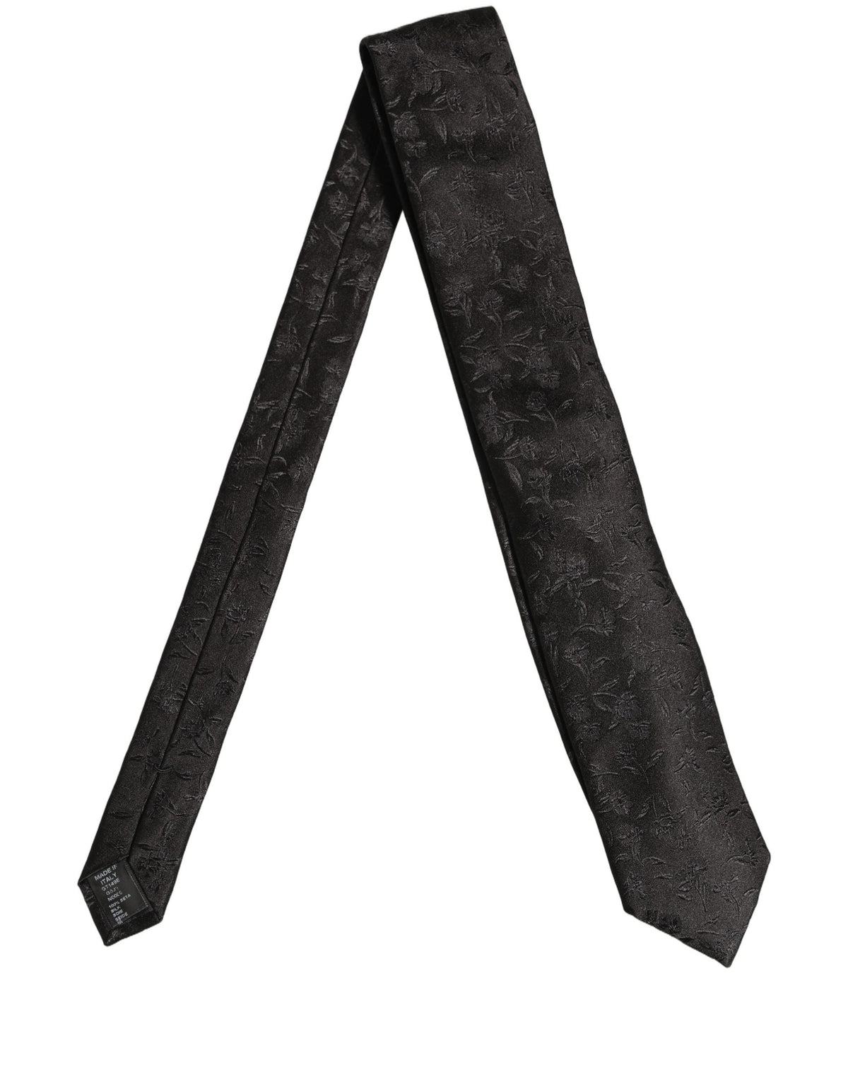 Dolce & Gabbana Black Silk Floral Jacquard Adjustable Tied Necktie Tie