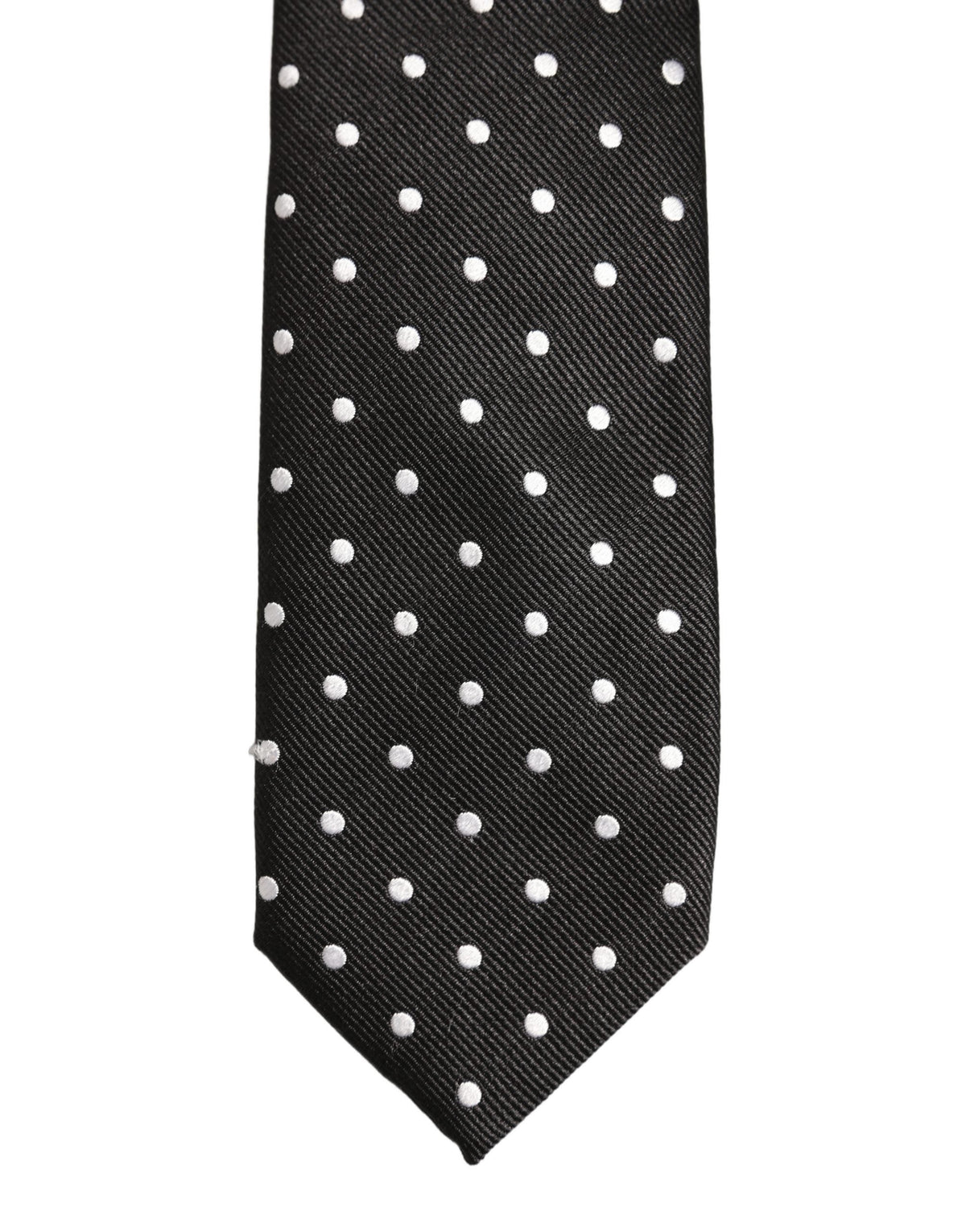 Dolce & Gabbana Black White Polka Dots Silk Adjustable Tied Necktie Tie
