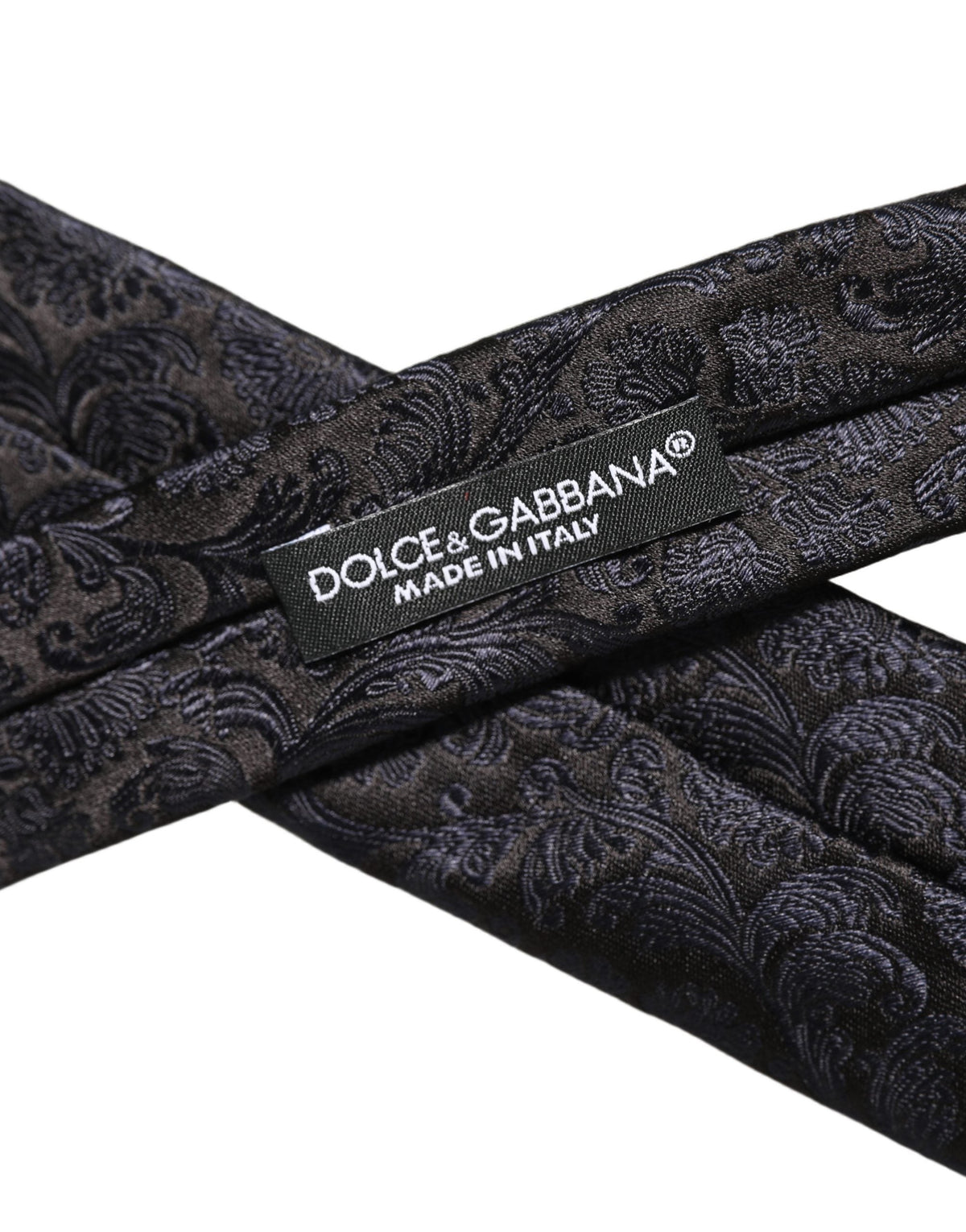 Dolce & Gabbana Men Dark Blue Floral Jacquard Adjustable Tied Necktie Tie