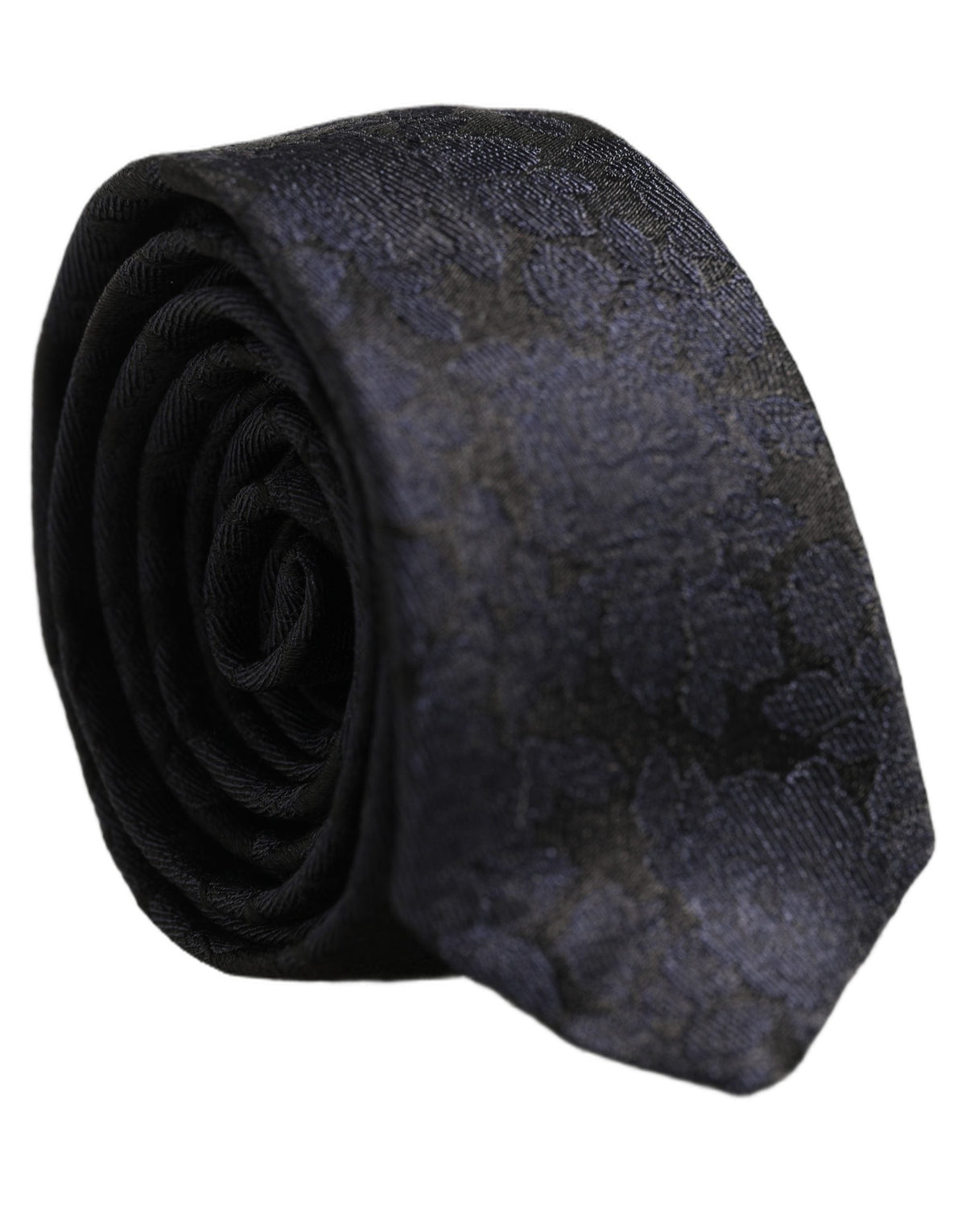 Dolce & Gabbana Men Black Floral Jacquard Adjustable Tied Necktie Tie