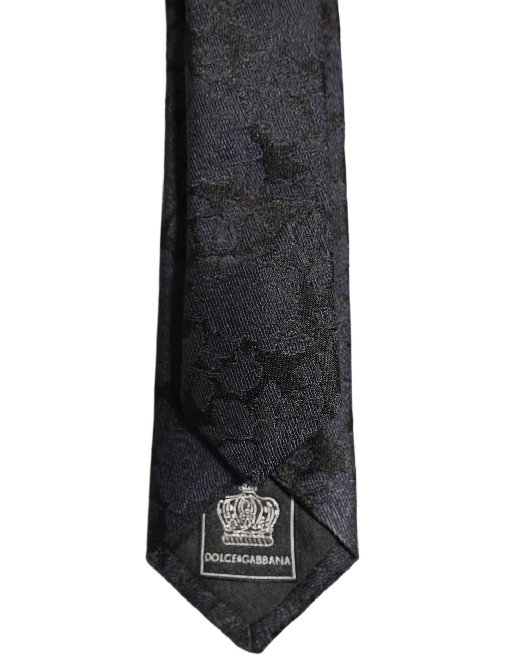 Dolce & Gabbana Men Black Floral Jacquard Adjustable Tied Necktie Tie
