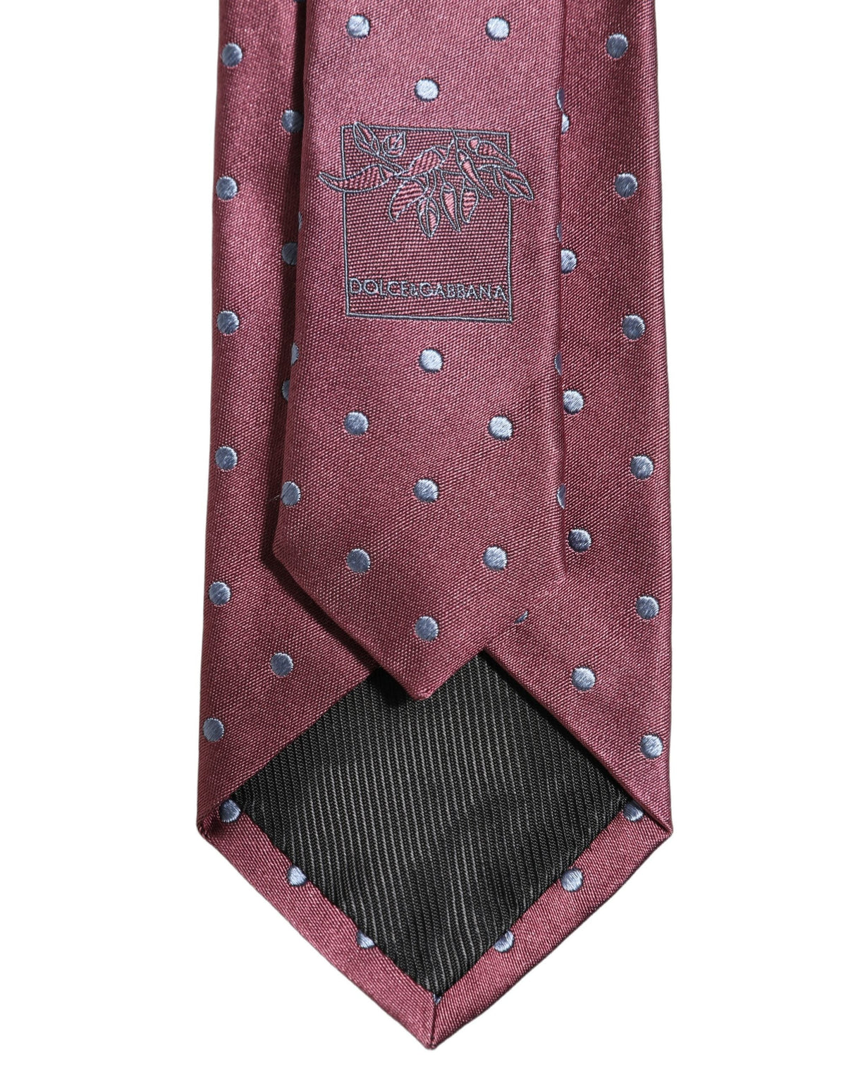 Dolce & Gabbana Men Maroon Silk Polka Dot Adjustable Tied Necktie Tie