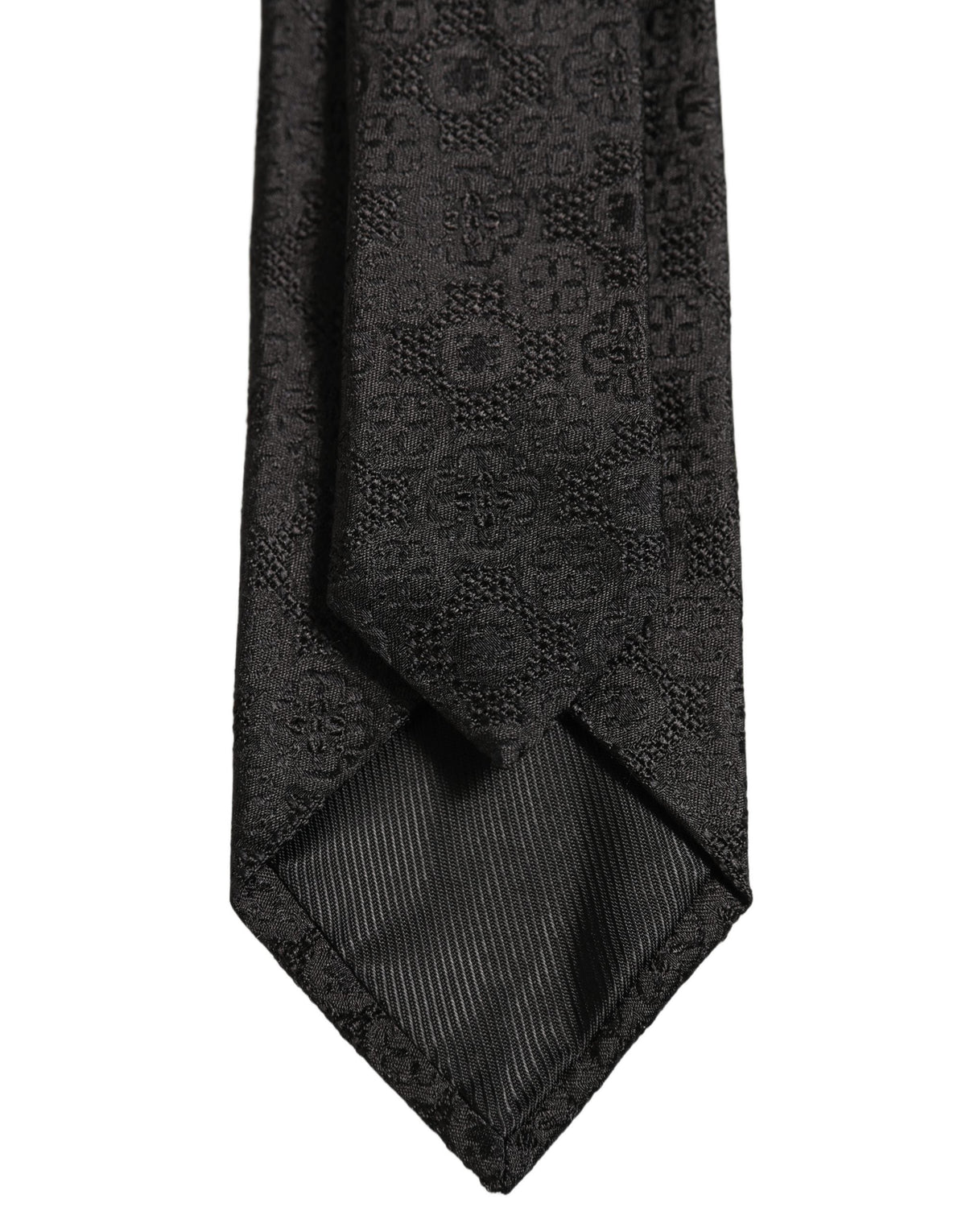 Dolce & Gabbana Men Black Silk Geometric Adjustable Tied Necktie Tie