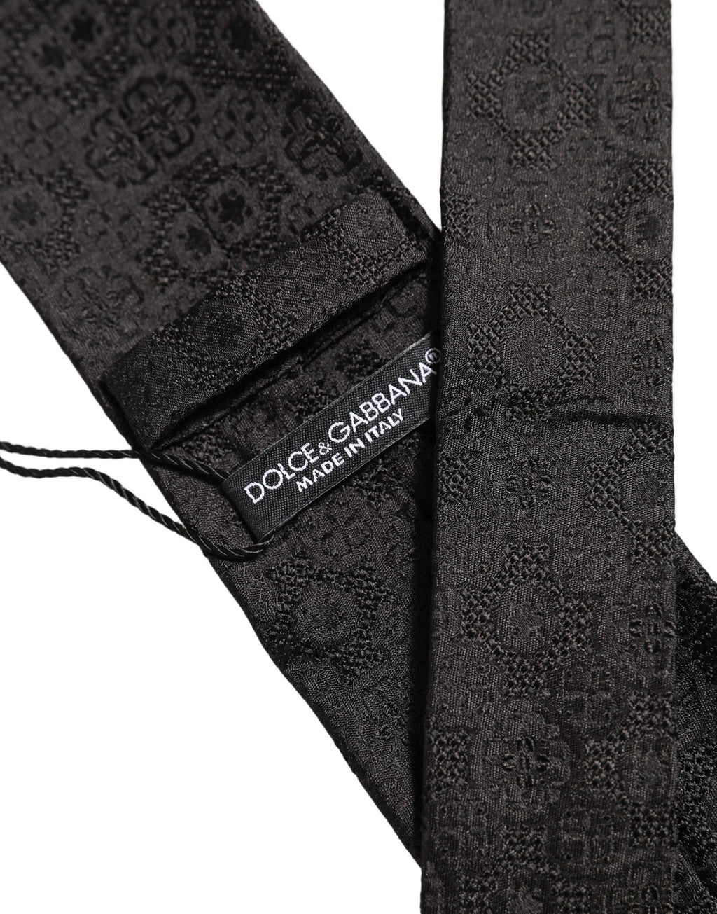 Dolce & Gabbana Men Black Silk Geometric Adjustable Tied Necktie Tie