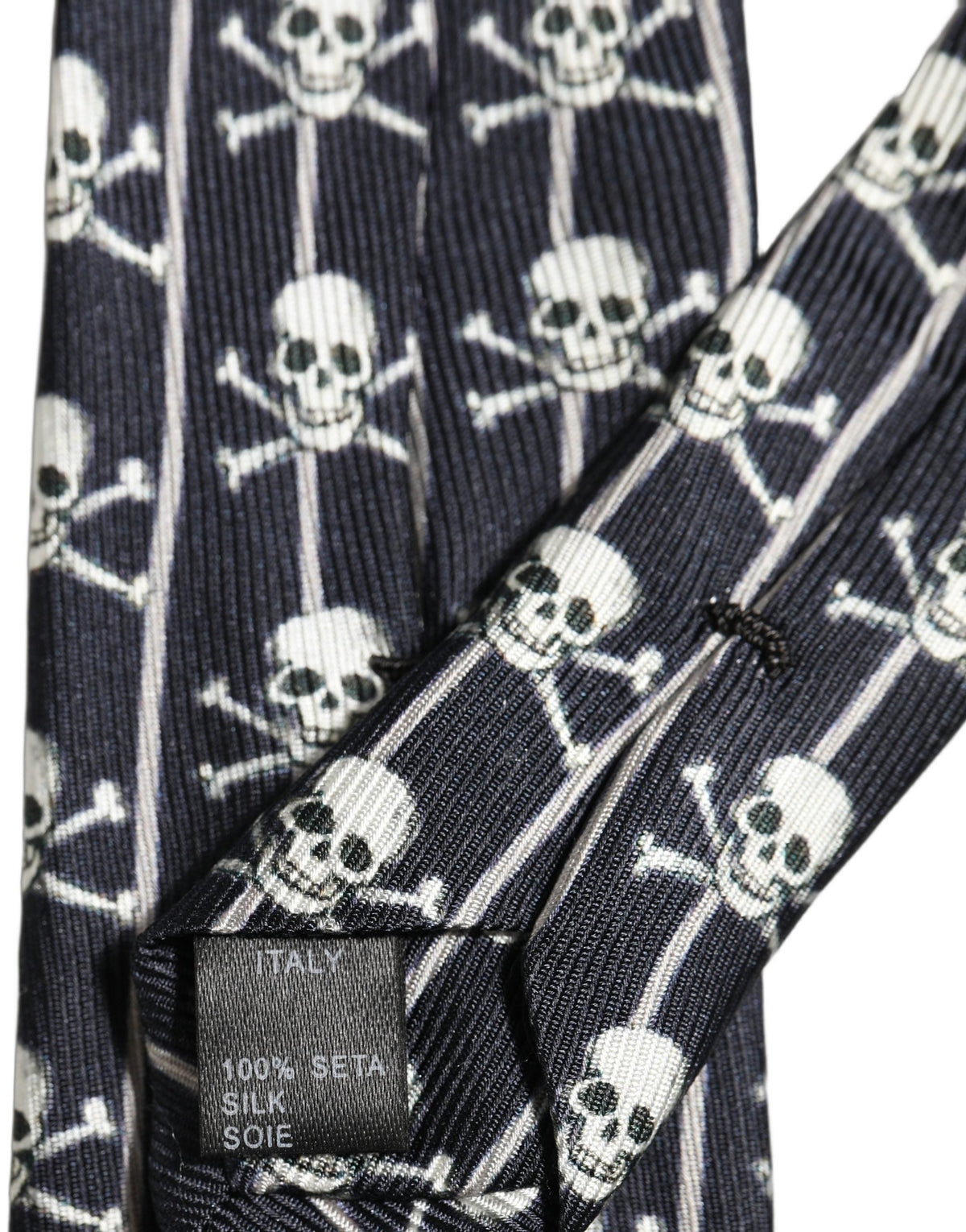 Dolce & Gabbana Men Black Silk Skull Fantasy Adjustable Tied Necktie Tie