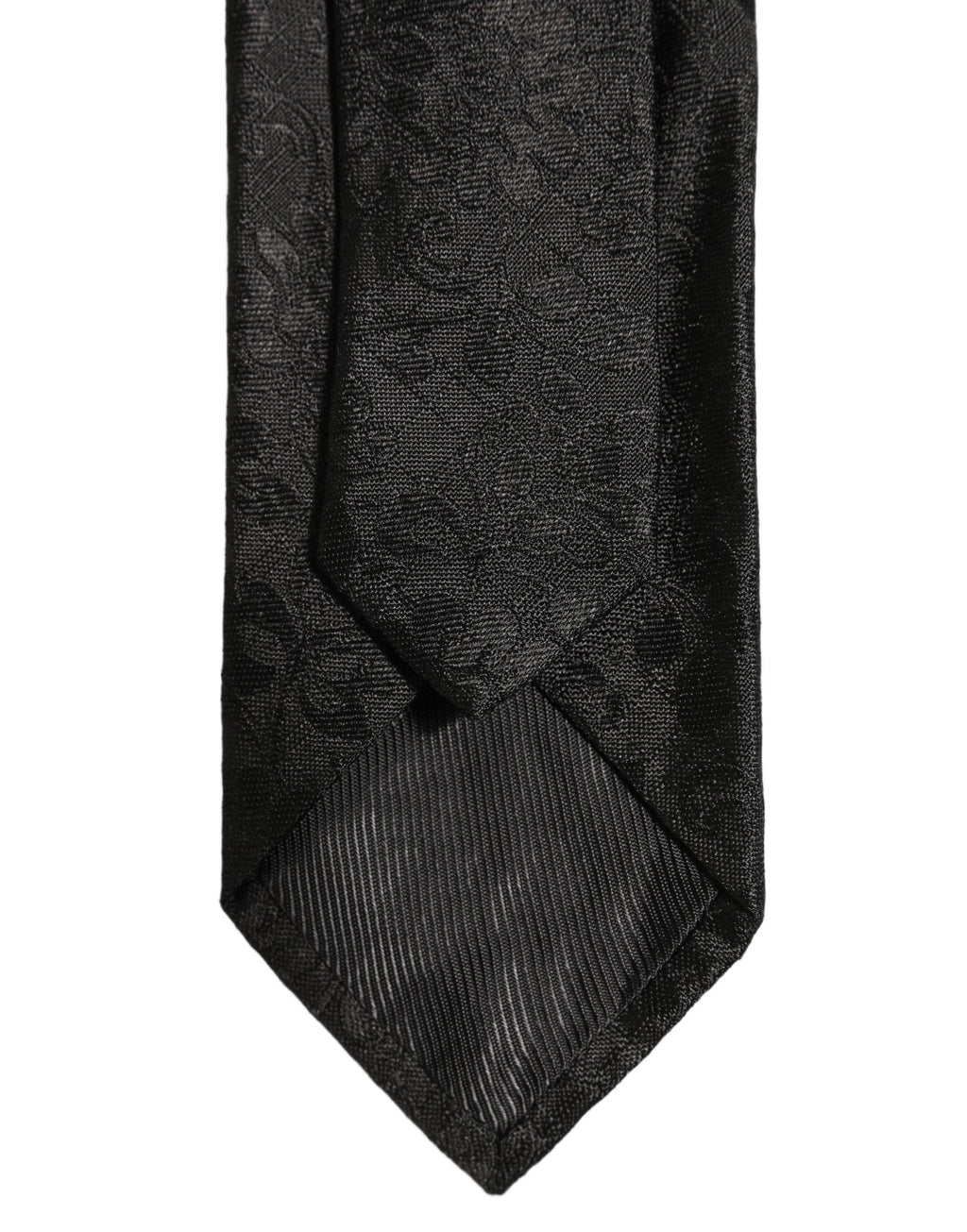Dolce & Gabbana Men Black Silk Tonal Floral Adjustable Tied Necktie Tie