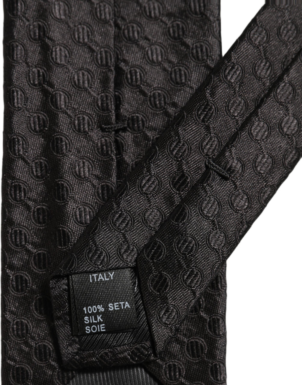 Dolce & Gabbana Men Black Silk Geometric Adjustable Tied Necktie Tie