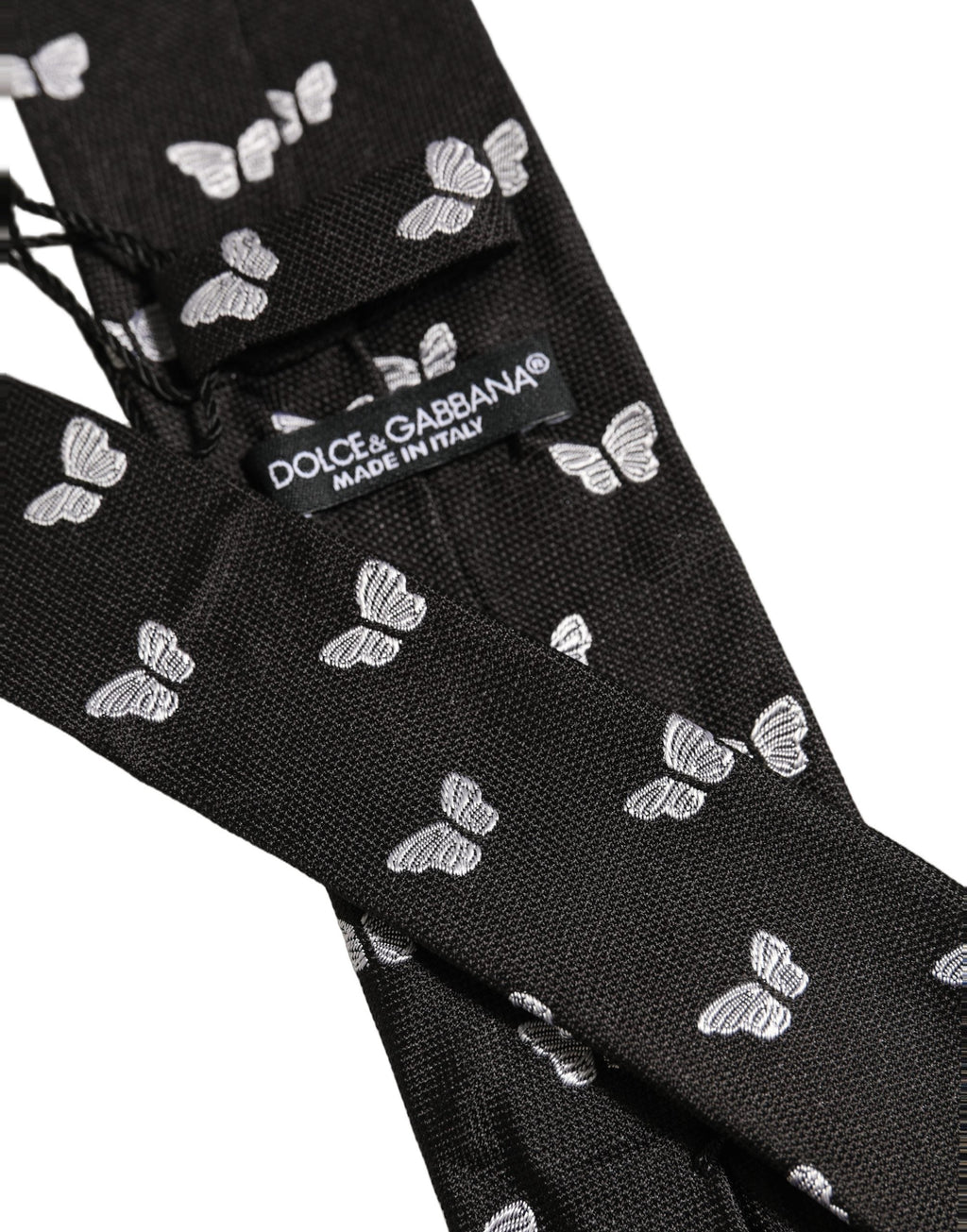 Dolce & Gabbana Men Black Silk Butterfly Adjustable Tied Necktie Tie