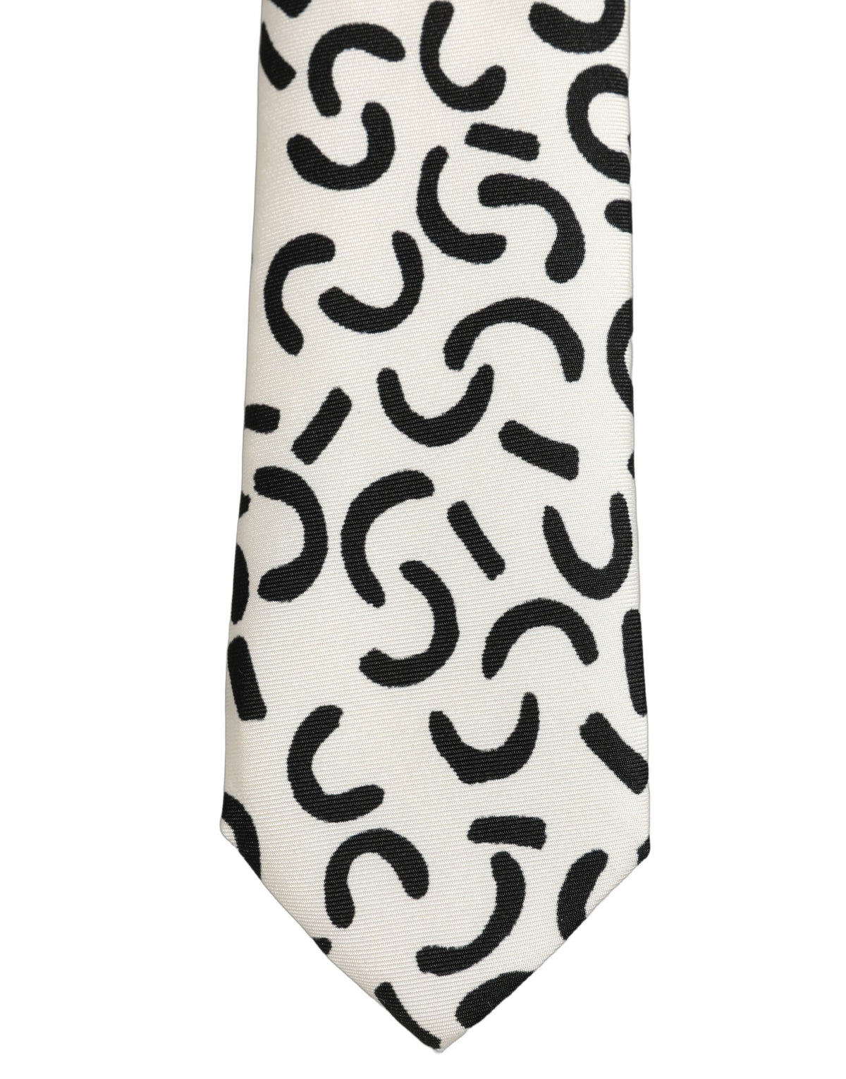 Dolce & Gabbana Men Cream Silk Abstract Adjustable Tied Necktie Tie