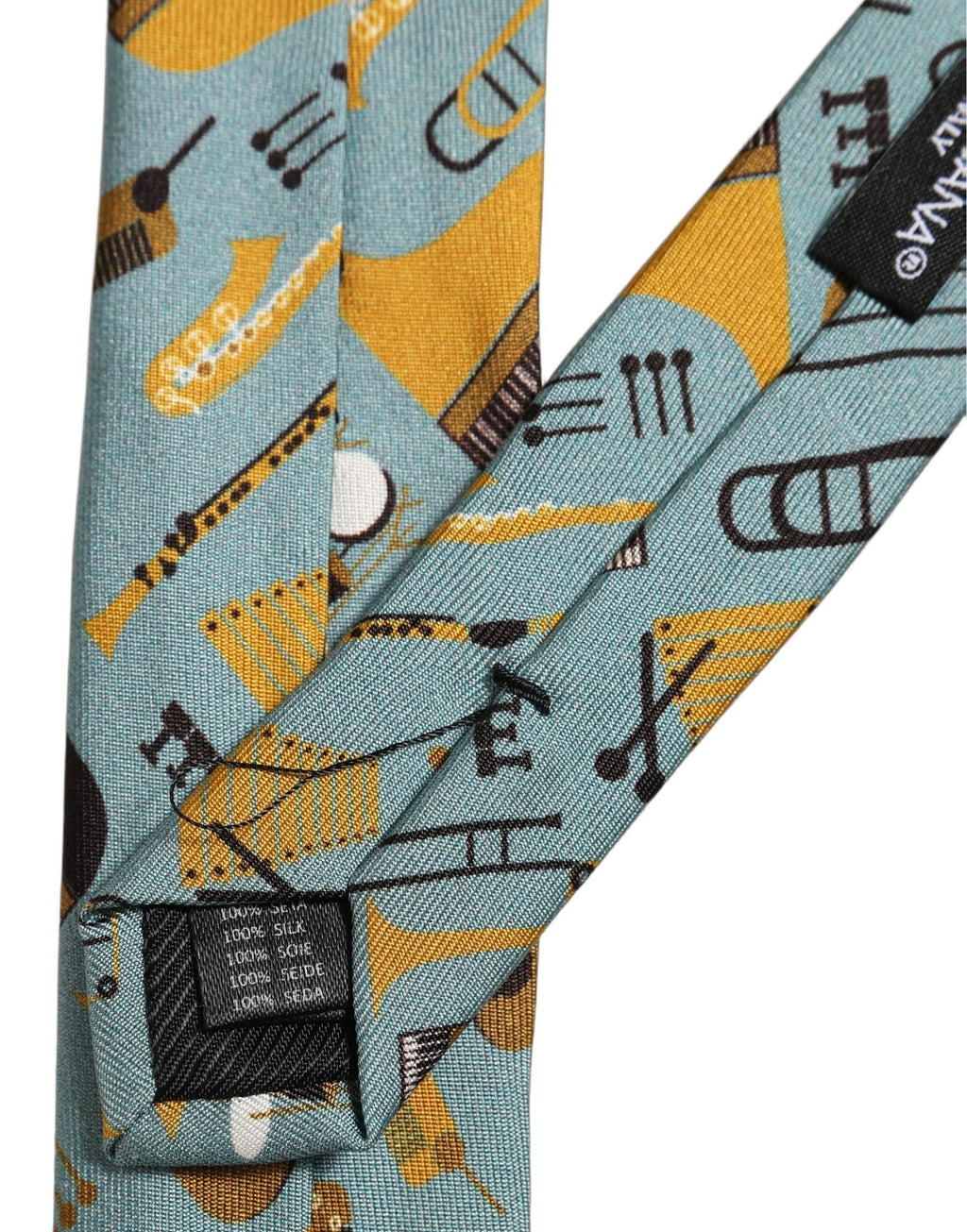 Dolce & Gabbana Light Blue Instruments Adjustable Tied Men Necktie Tie