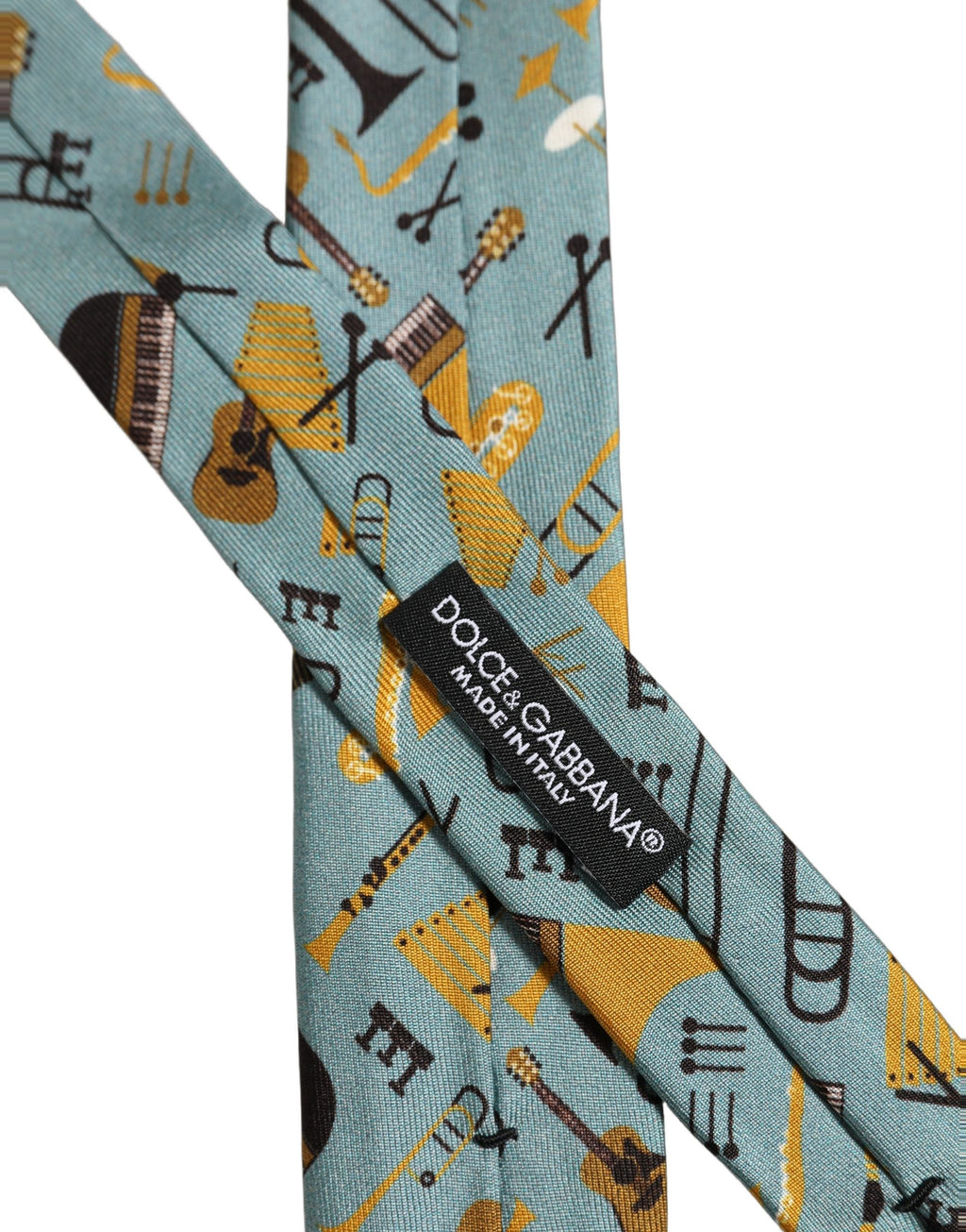 Dolce & Gabbana Light Blue Instruments Adjustable Tied Men Necktie Tie