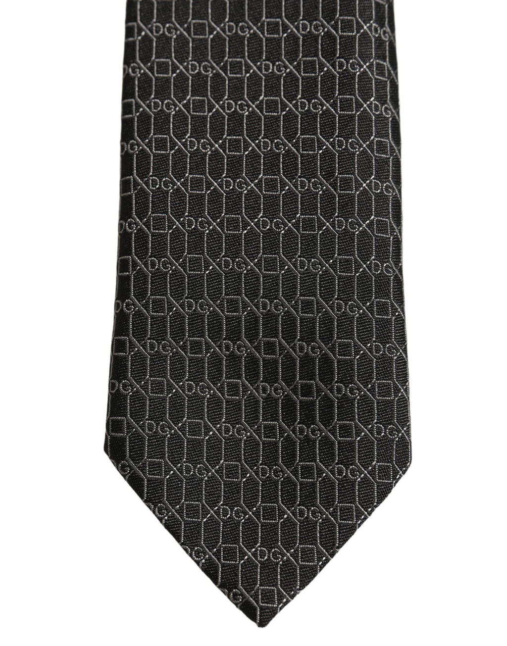 Dolce & Gabbana Dark Gray Silk DG Monogram Adjustable Tied Necktie Tie