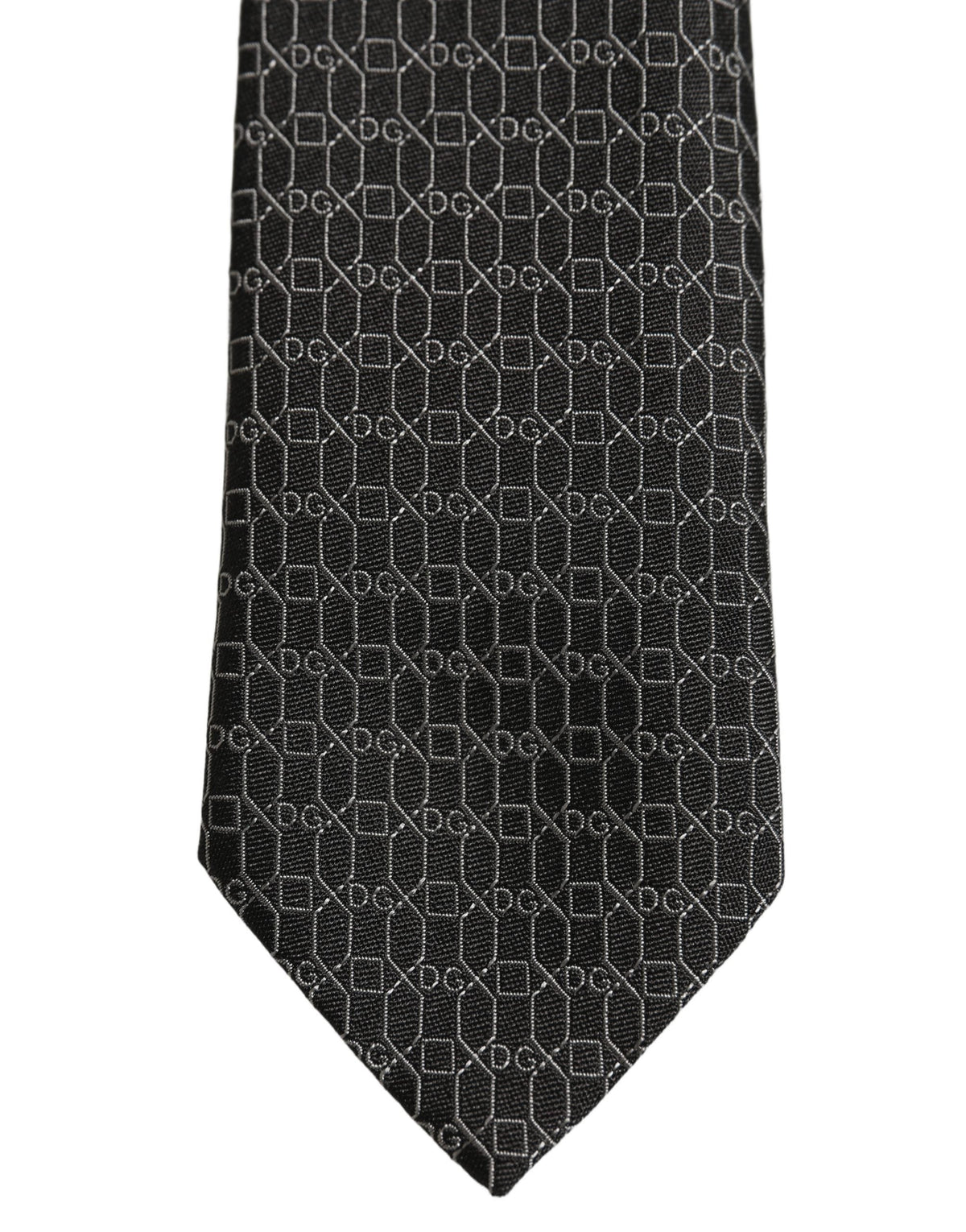 Dolce & Gabbana Dark Gray Silk DG Monogram Adjustable Tied Necktie Tie