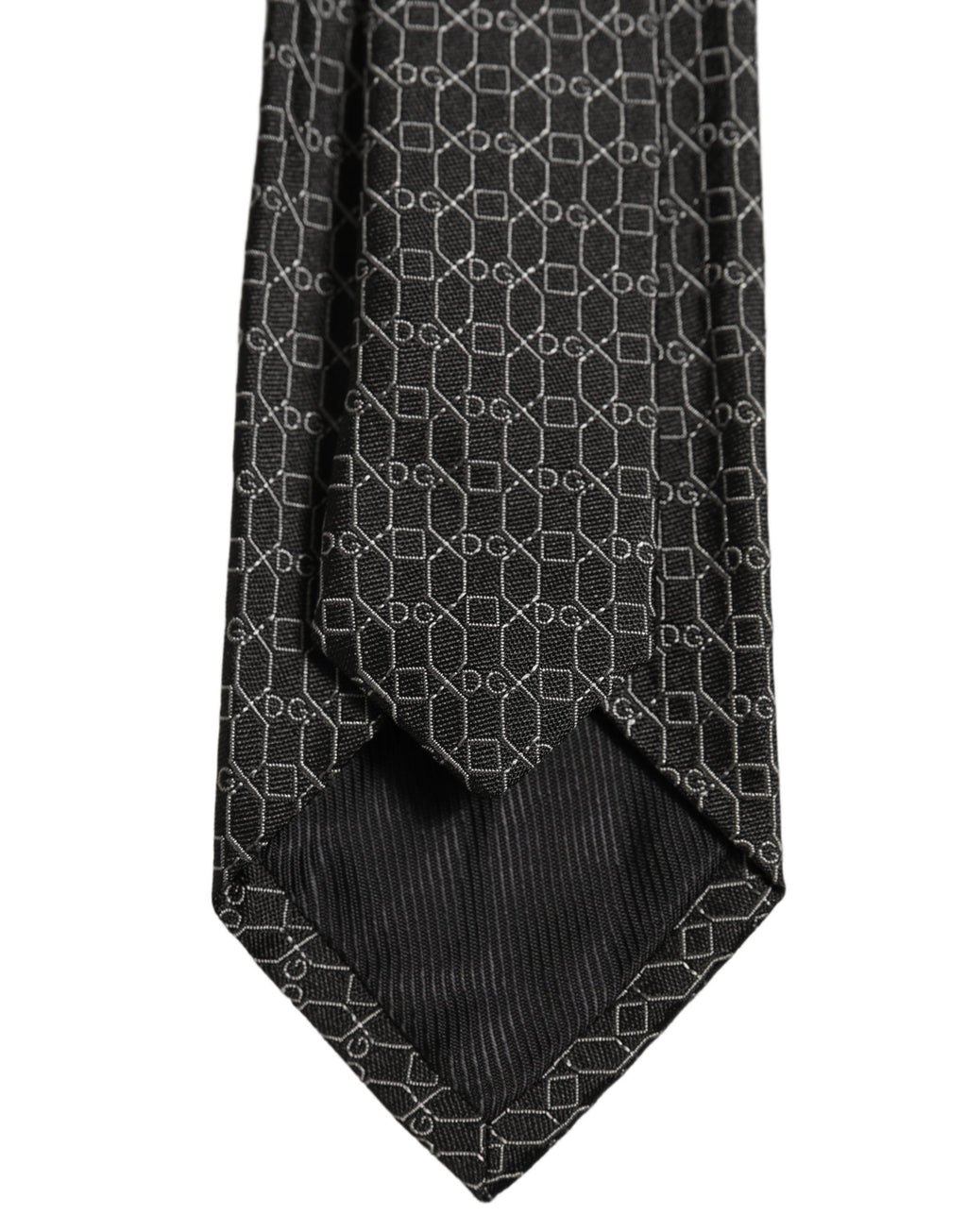 Dolce & Gabbana Dark Gray Silk DG Monogram Adjustable Tied Necktie Tie