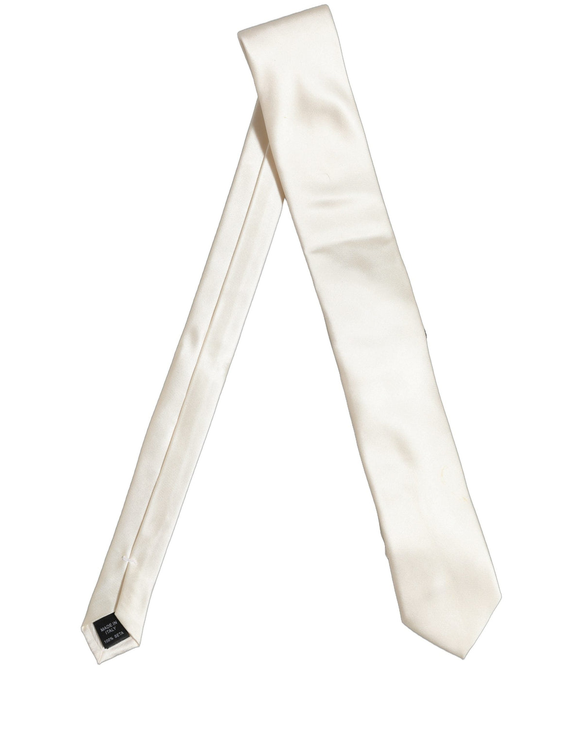 Dolce & Gabbana Cream Satin 100% Silk Adjustable Tied Men Necktie Tie