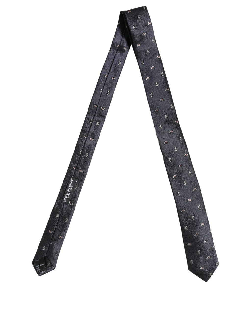 Dolce & Gabbana Dark Blue Silk Paisley Adjustable Tied Men Necktie Tie