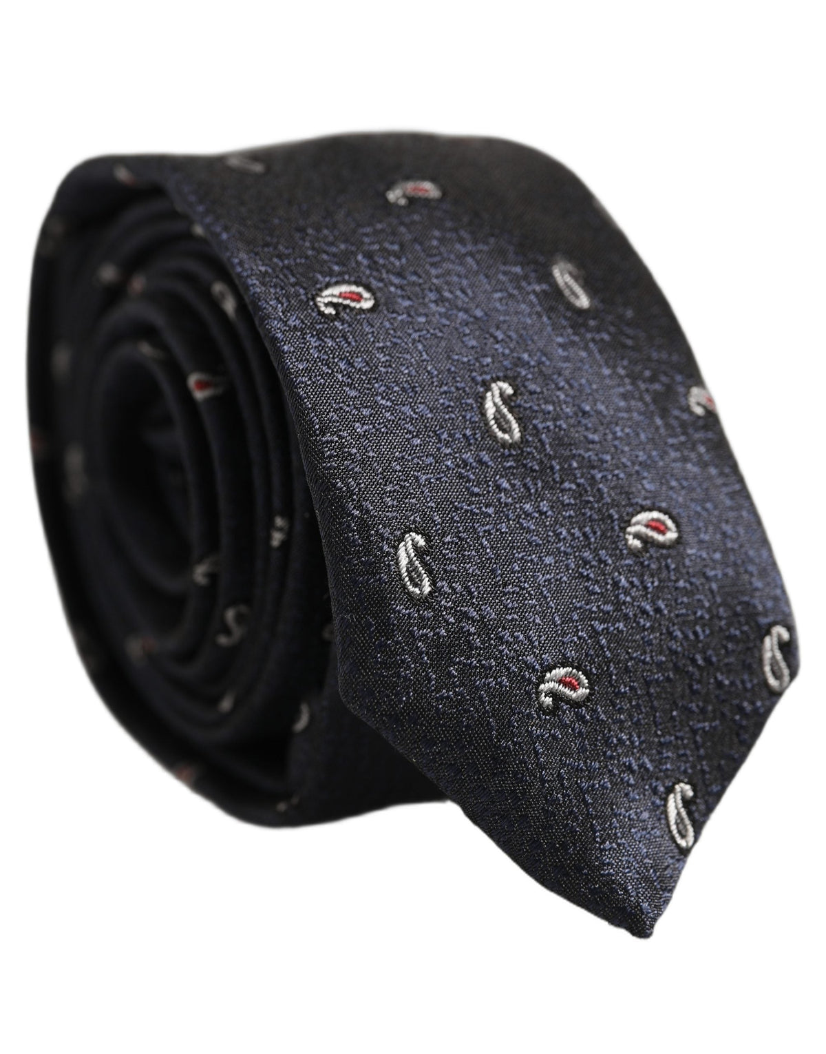 Dolce & Gabbana Dark Blue Silk Paisley Adjustable Tied Men Necktie Tie