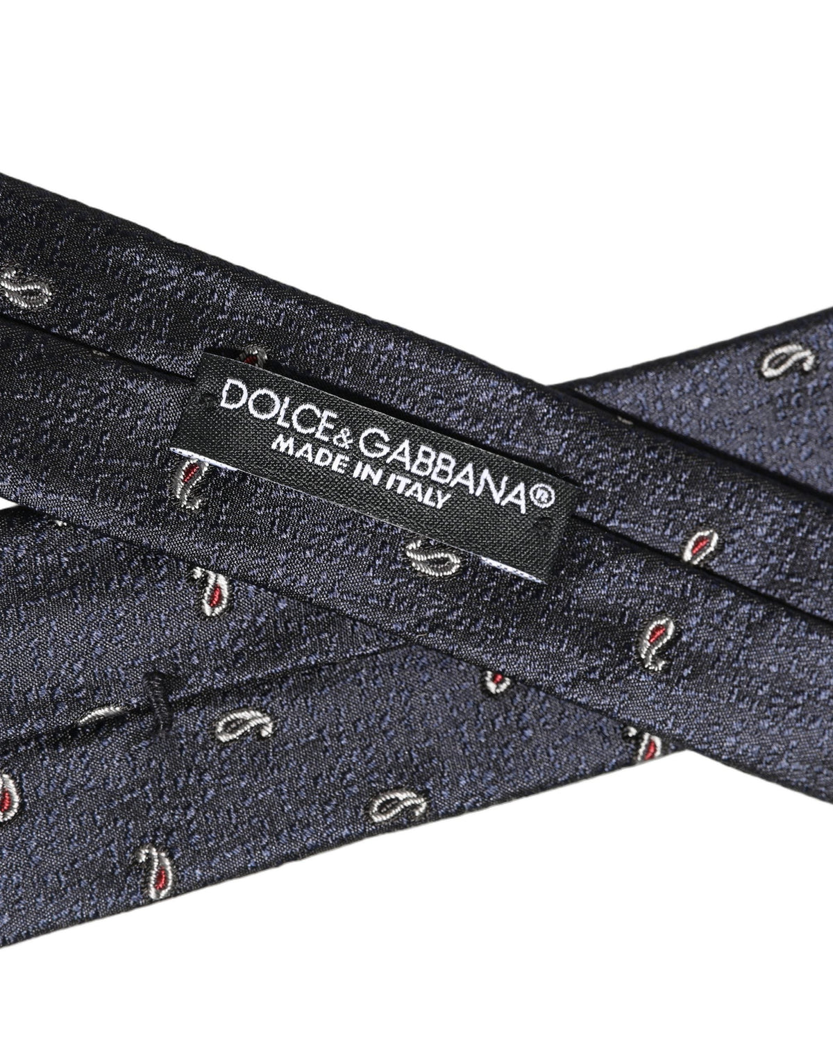 Dolce & Gabbana Dark Blue Silk Paisley Adjustable Tied Men Necktie Tie