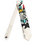 Dolce & Gabbana White Silk Floral Graphic Adjustable Tied Men Necktie Tie