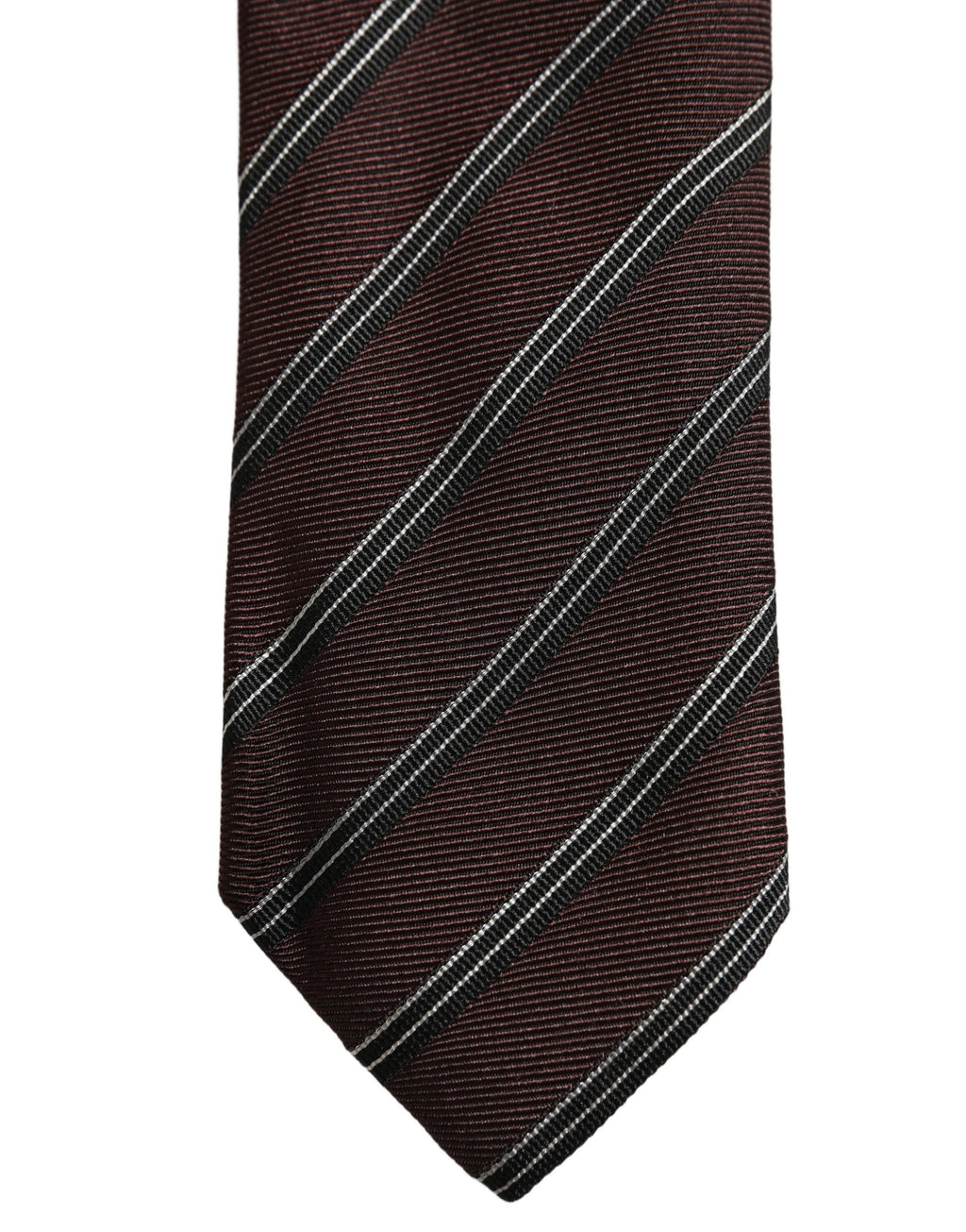 Dolce & Gabbana Burgundy Stripes Silk Adjustable Necktie Accessory Tie