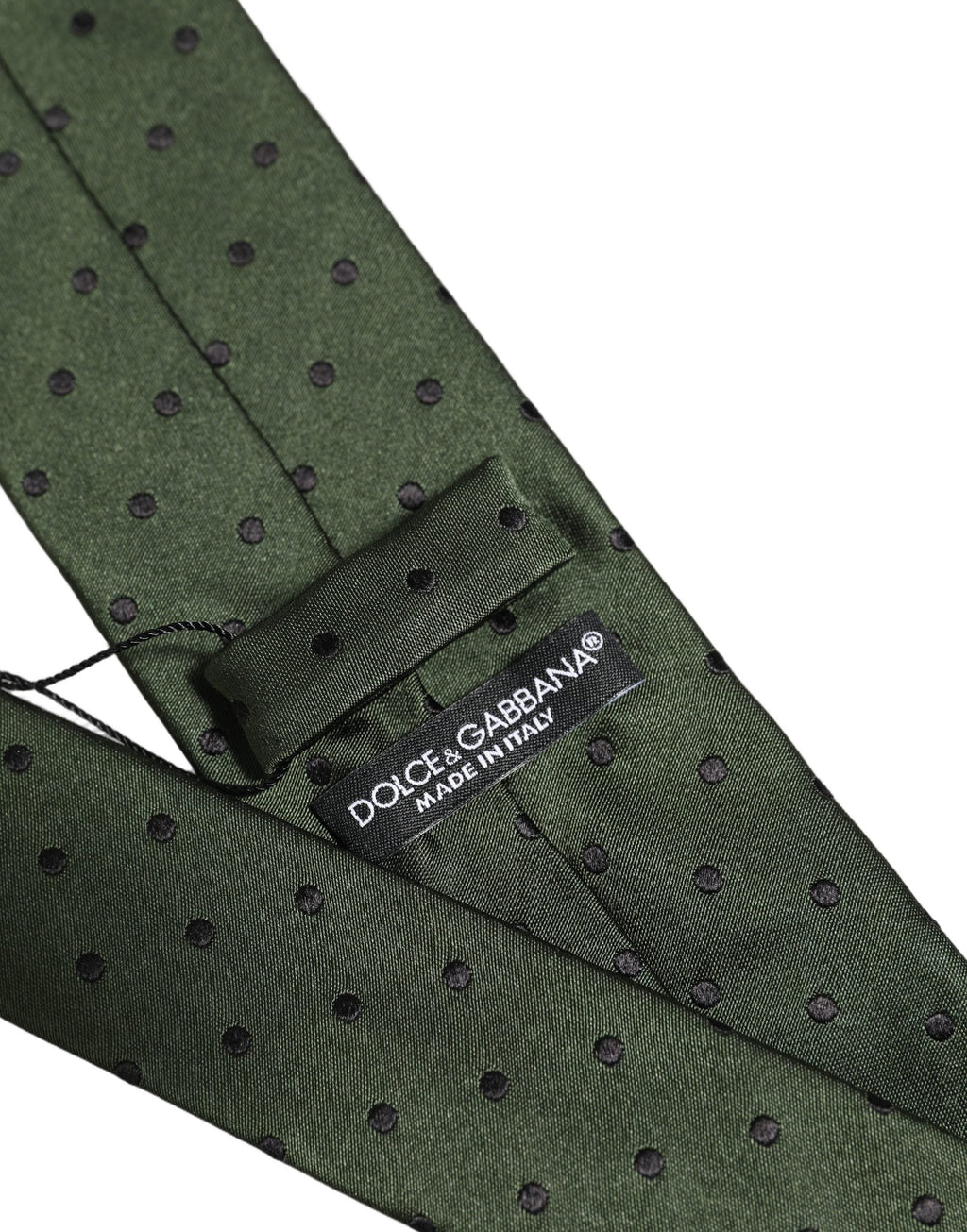 Dolce & Gabbana Men Dark Green Silk Polka Dot Adjustable Tied Necktie Tie