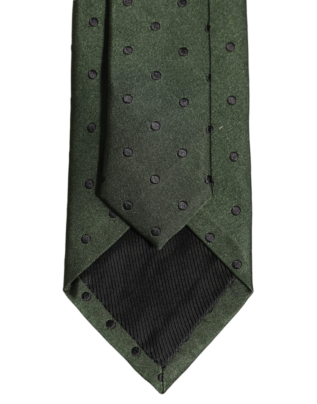 Dolce & Gabbana Men Dark Green Silk Polka Dot Adjustable Tied Necktie Tie