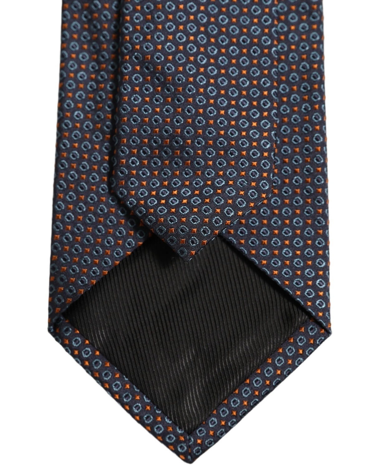 Dolce & Gabbana Dark Blue Geometric Silk Adjustable Necktie Accessory Tie