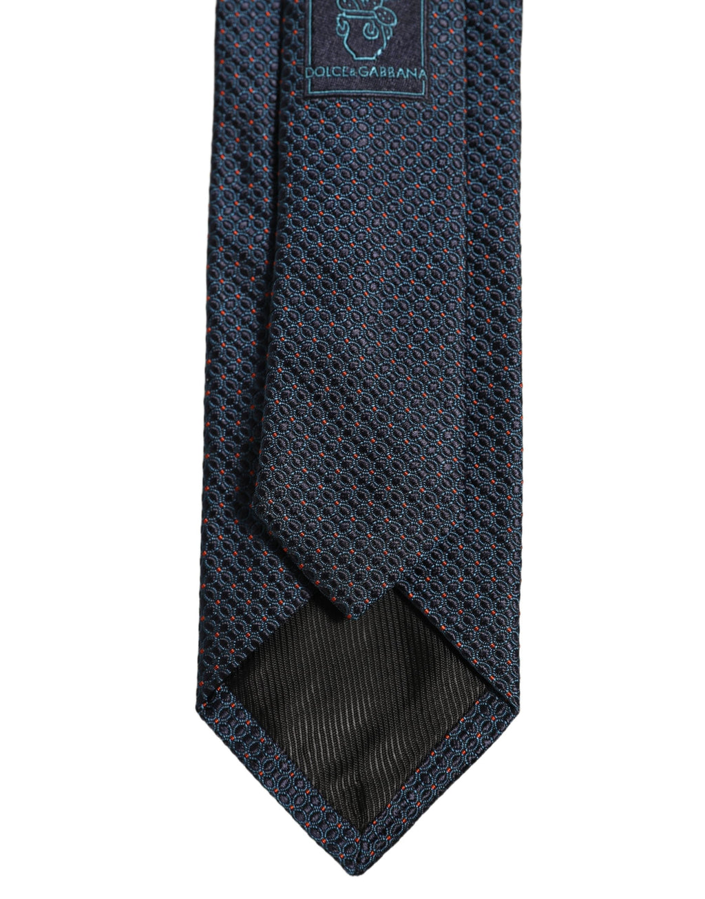 Dolce & Gabbana Men Dark Blue Geometric Silk Adjustable Tied Necktie Tie