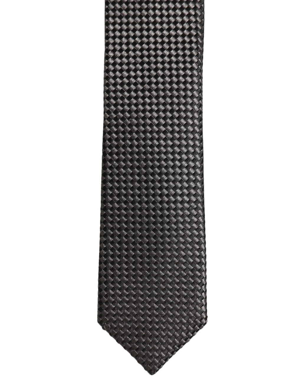 Dolce & Gabbana Dark Gray Textured Silk Adjustable Necktie Accessory Tie