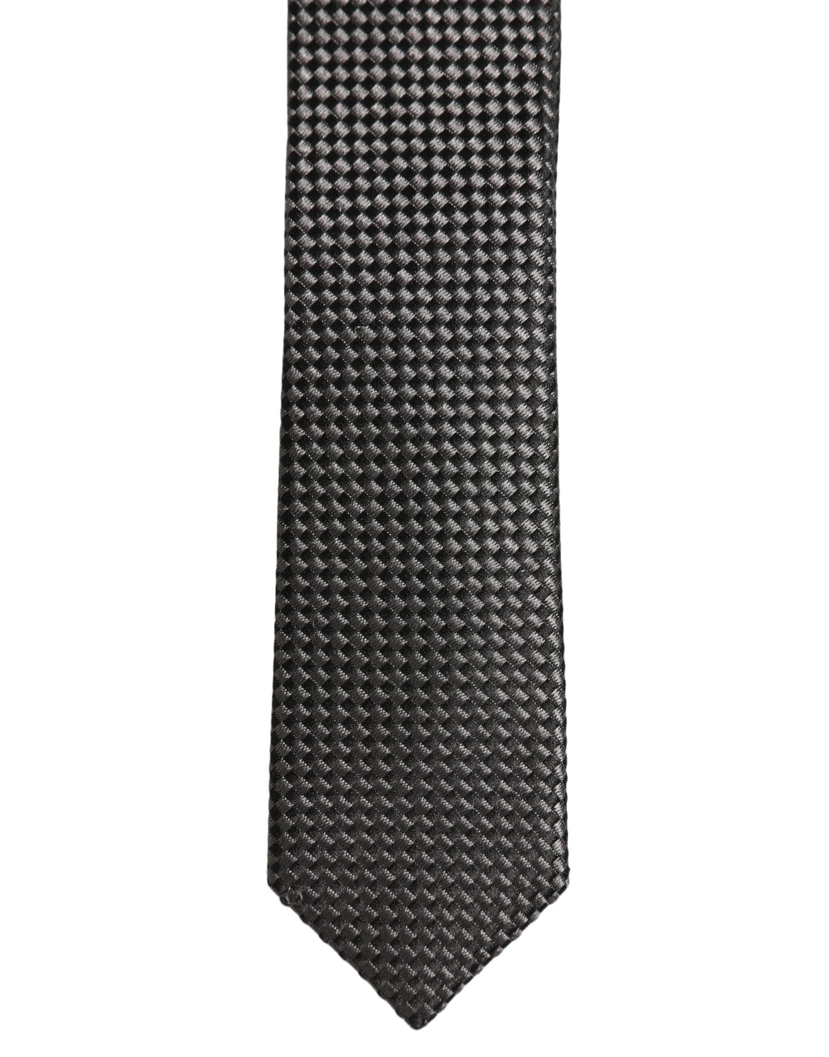 Dolce & Gabbana Dark Gray Textured Silk Adjustable Necktie Accessory Tie