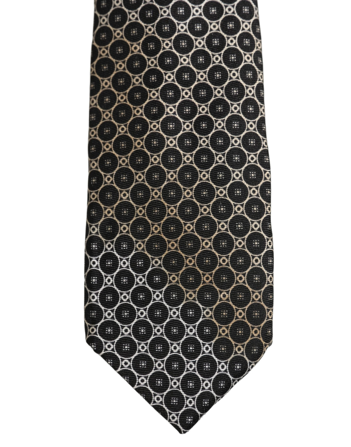 Dolce & Gabbana Black White Geometric Silk Adjustable Necktie Accessory Tie