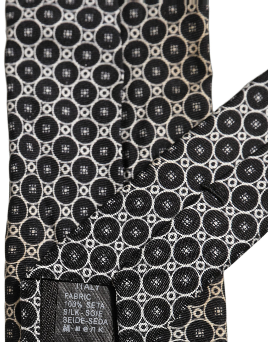 Dolce & Gabbana Black White Geometric Silk Adjustable Necktie Accessory Tie