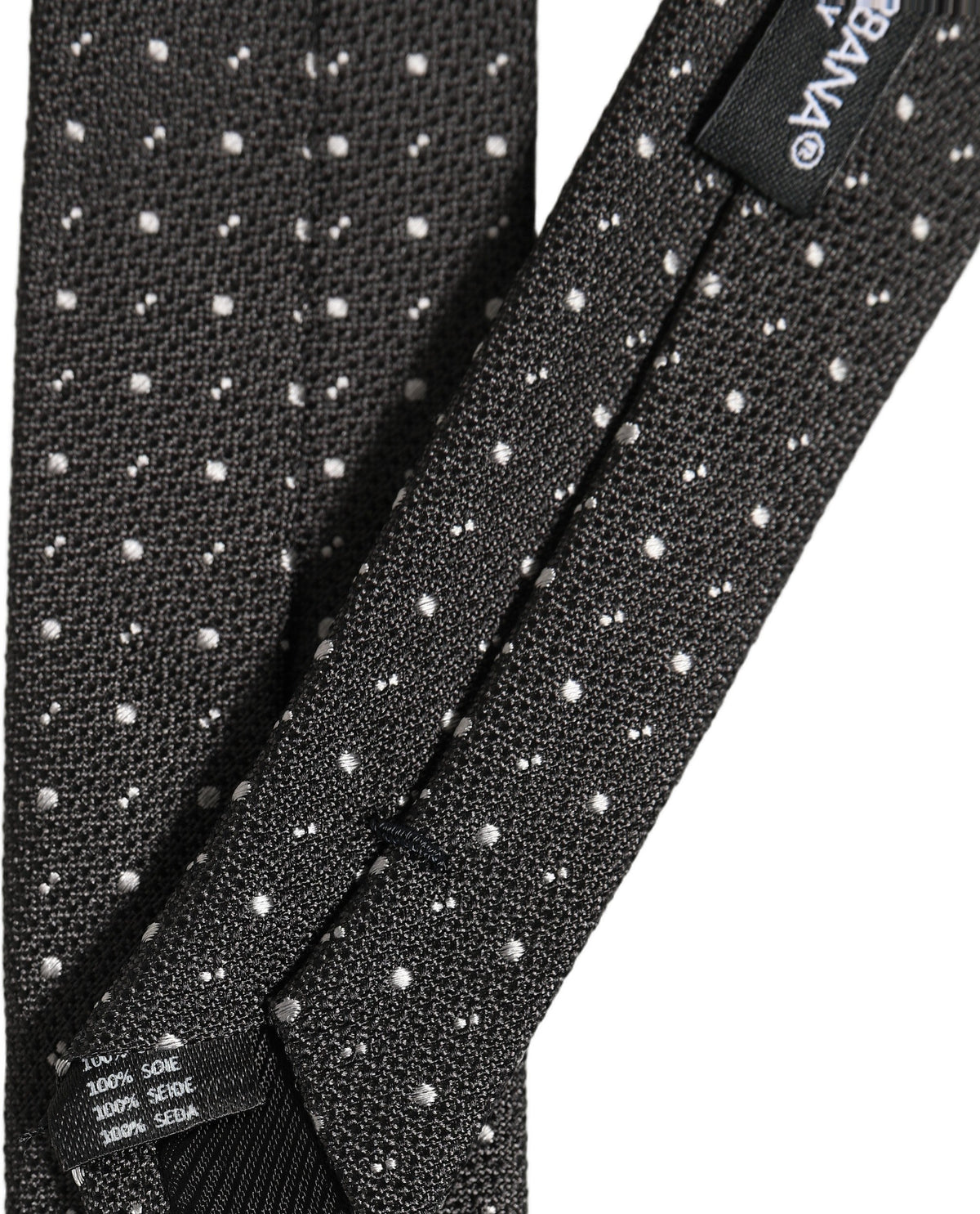 Dolce & Gabbana Dark Gray Polka Dot Silk Adjustable Necktie Accessory Tie