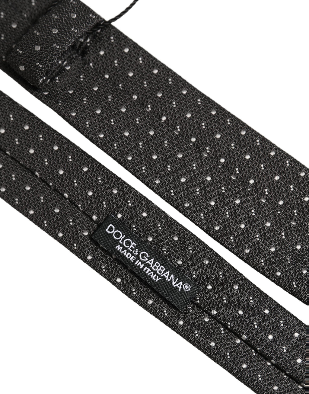 Dolce & Gabbana Dark Gray Polka Dot Silk Adjustable Necktie Accessory Tie