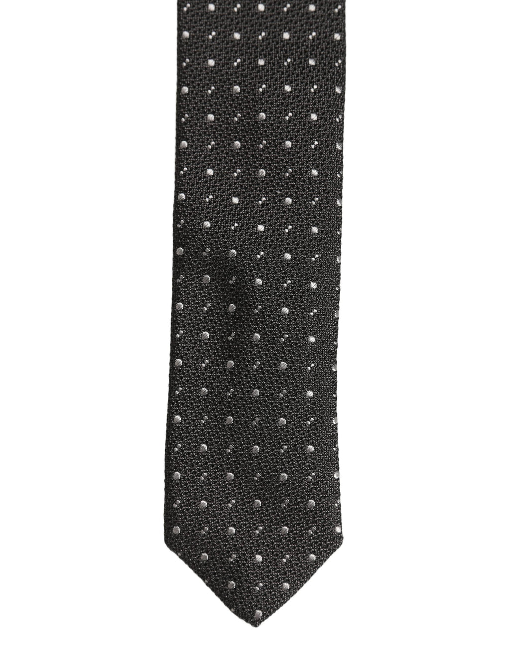 Dolce & Gabbana Dark Gray Polka Dot Silk Adjustable Necktie Accessory Tie