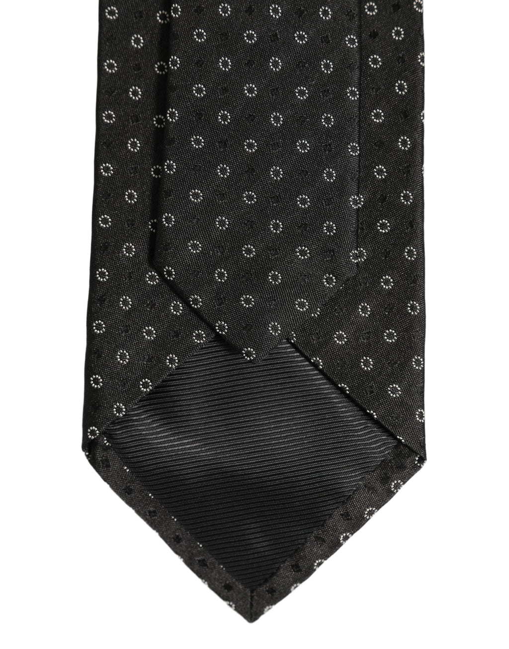 Dolce & Gabbana Black Geometric Circle Adjustable Necktie Accessory Tie