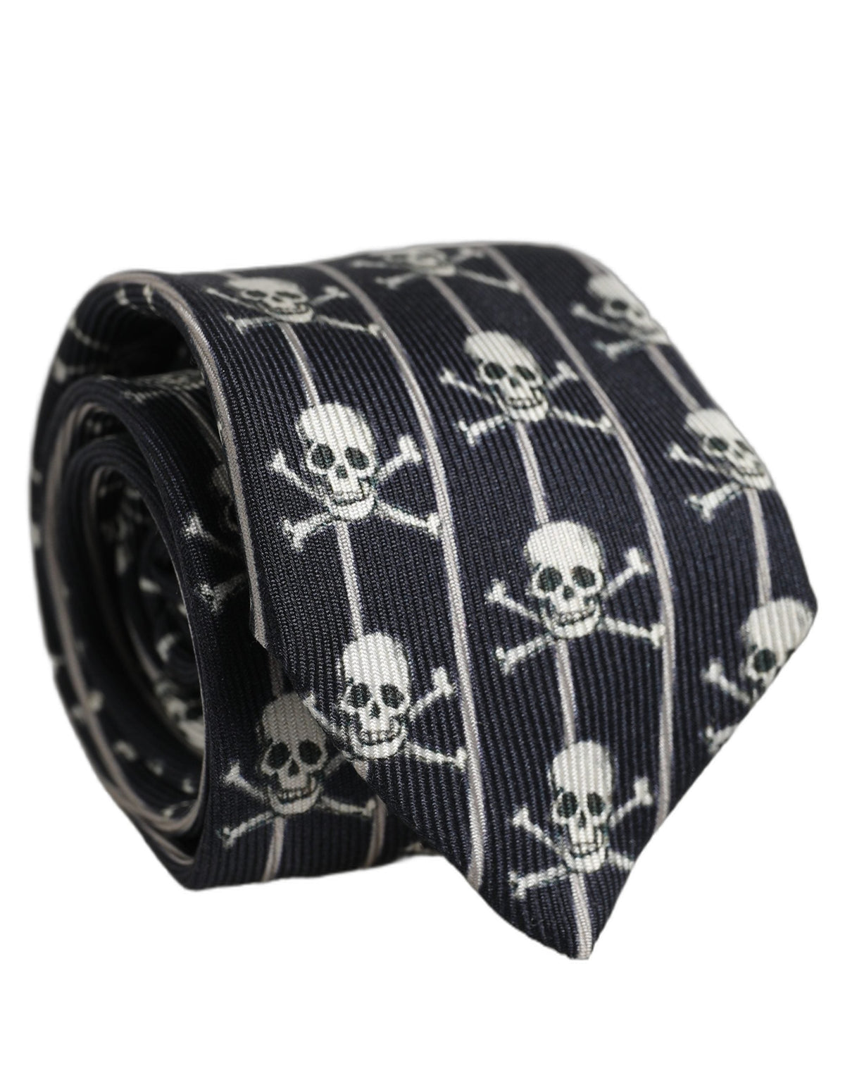 Dolce & Gabbana Men Black Silk Skull Fantasy Adjustable Tied Necktie Tie