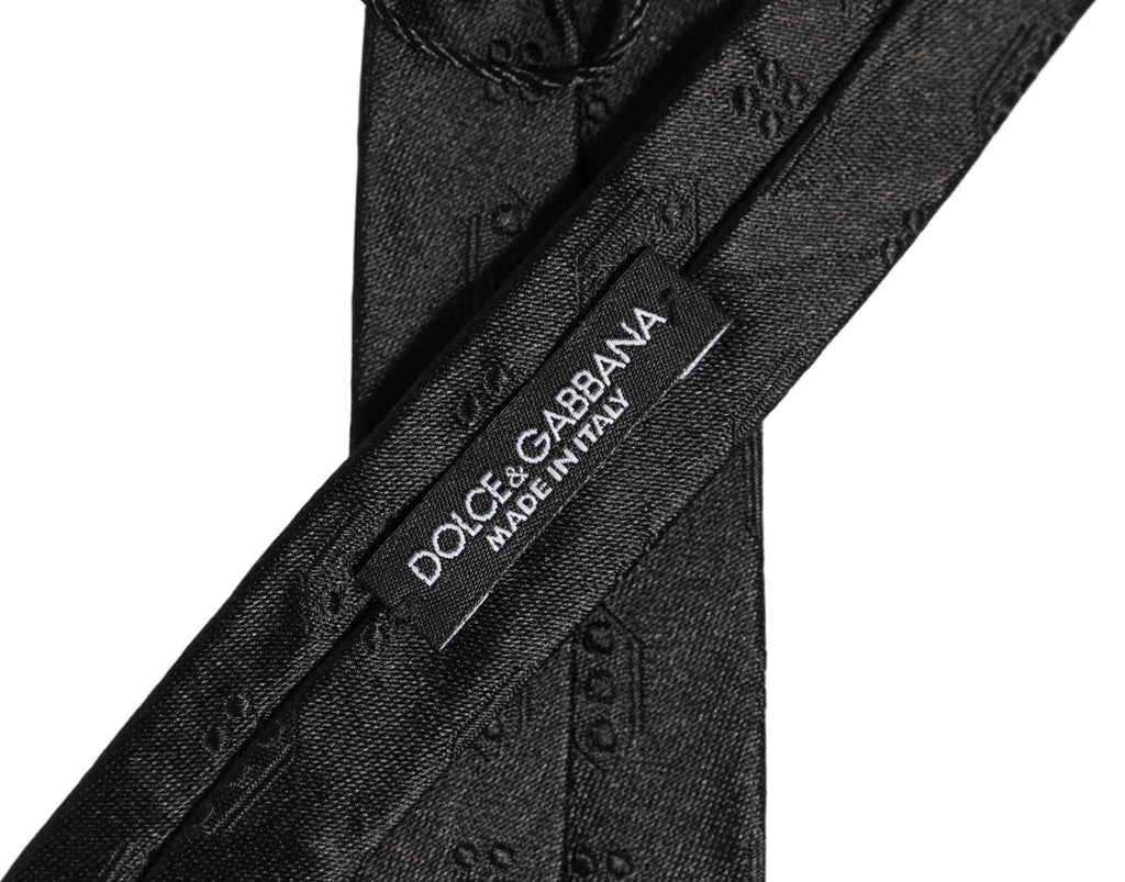 Dolce & Gabbana Black Silk Jacquard Adjustable Men Necktie Accessory Tie