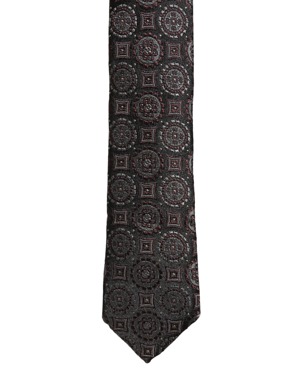 Dolce & Gabbana Dark Purple Geometric Adjustable Necktie Accessory Tie