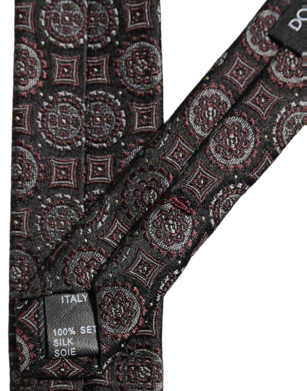 Dolce & Gabbana Dark Purple Geometric Adjustable Necktie Accessory Tie