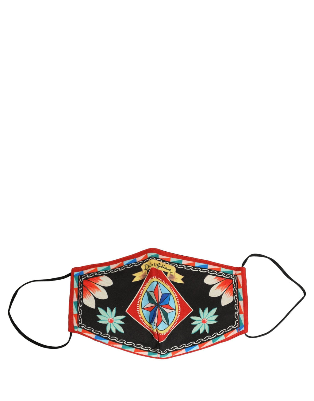 Dolce & Gabbana Men Black Carretto Print Elastic Ear Strap Face Mask